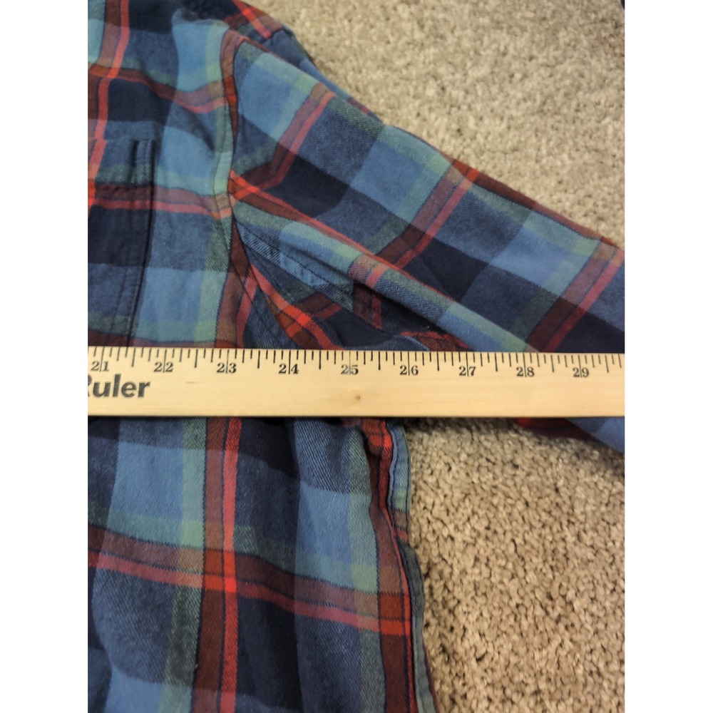 Duluth Trading Co Mens XL Relaxed Fit Flannel Shirt Blue Red Plaid Long Sleeve - Picture 5 of 7